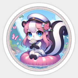 Cute Skunk Sailor Girl Sticker